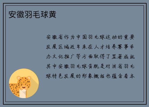 安徽羽毛球黄